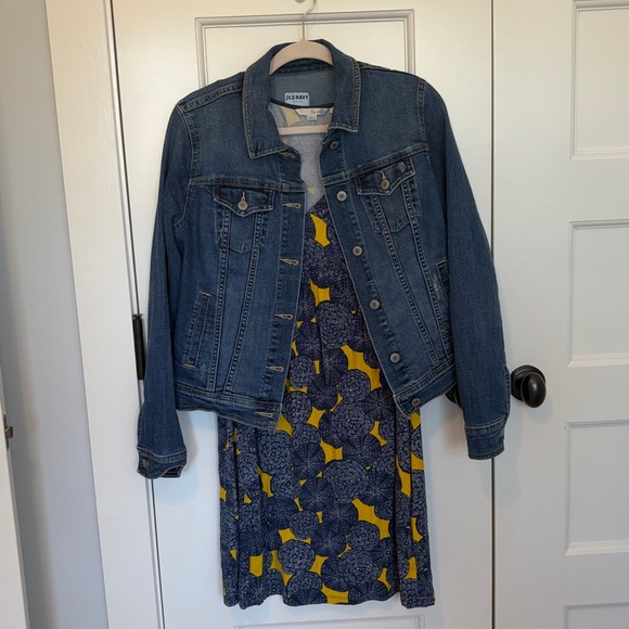 Boden Blue and Yellow Patterned V-Neck Midi Sixe US10 - Picture 12 of 12